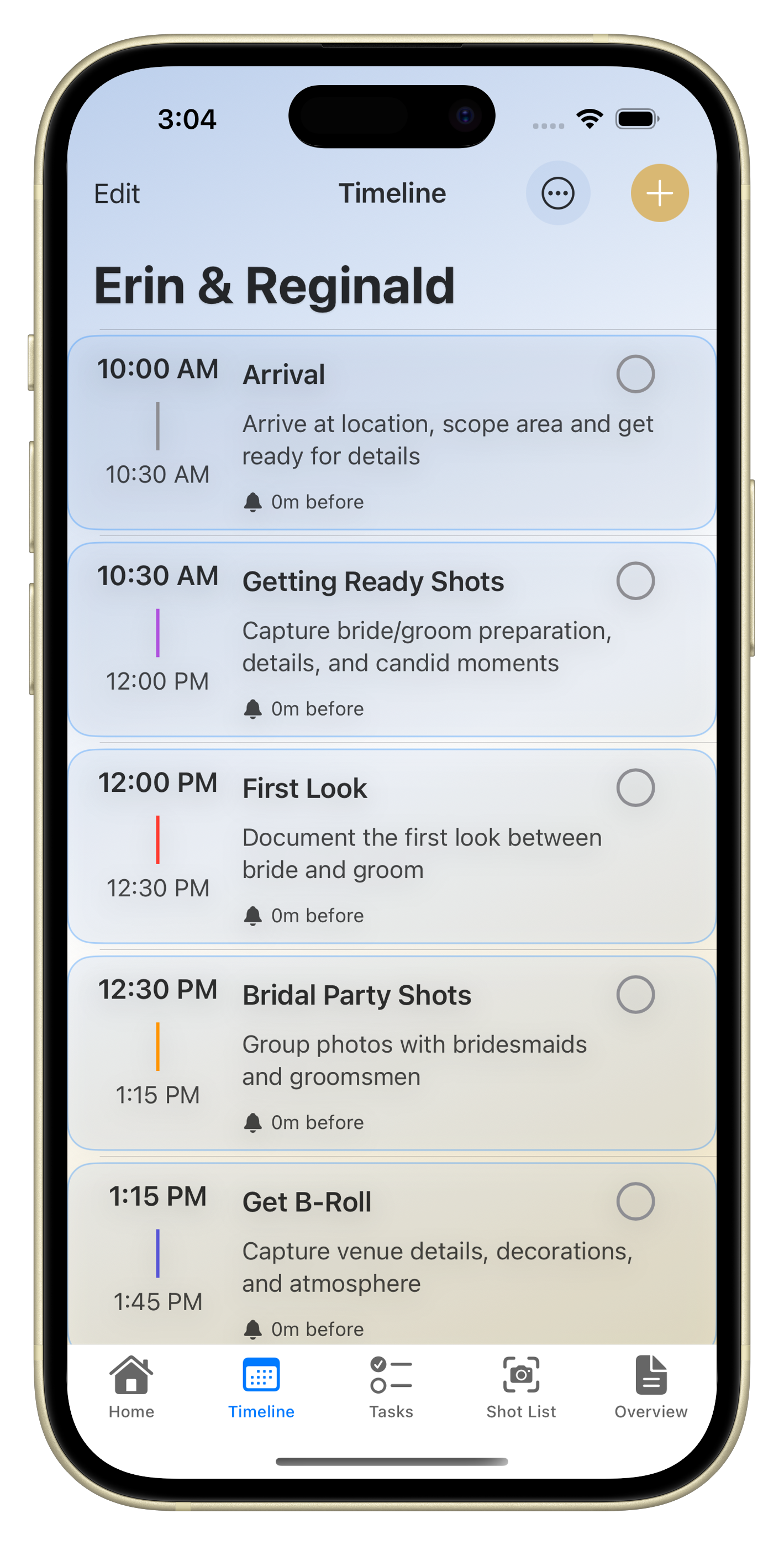 Timeline view